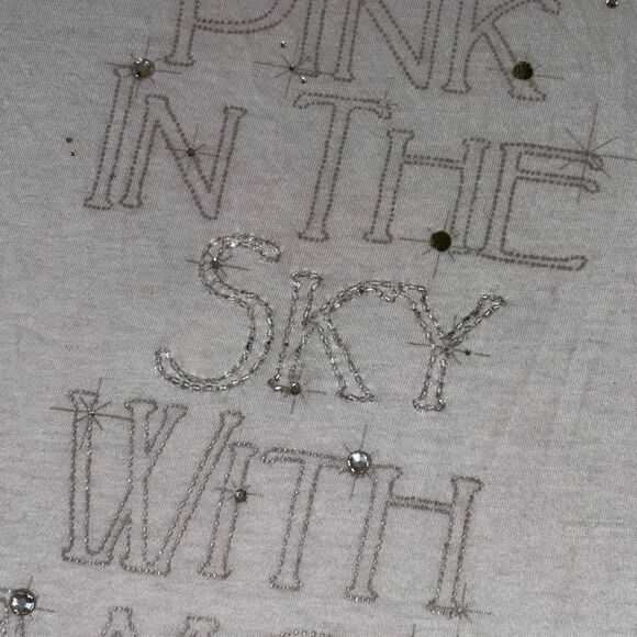 Vintage Y2K VS PINK Short Sleeve Tee PINK IN THE SKY WITH DIAMONDS Rhinestone LG - Picture 4 of 12
